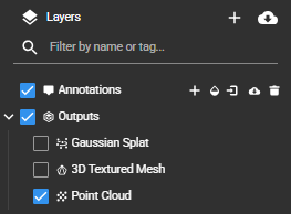 PIX4Dcloud Gaussian Splatting layer control