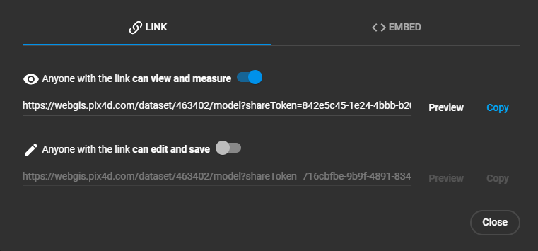 PIX4Dcloud sharing interface